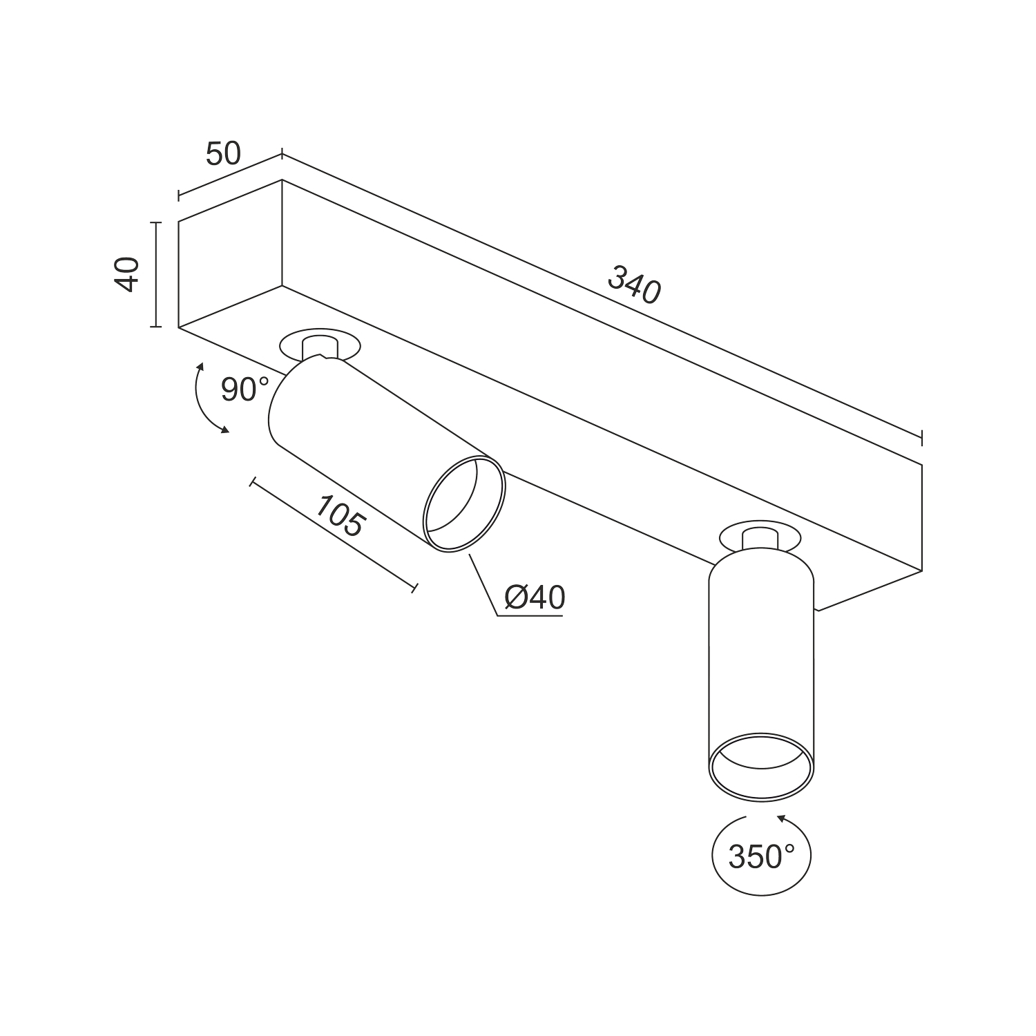 Накладной  светодиодный светильник Ledron SAGITONY E2 S40 White-Black
