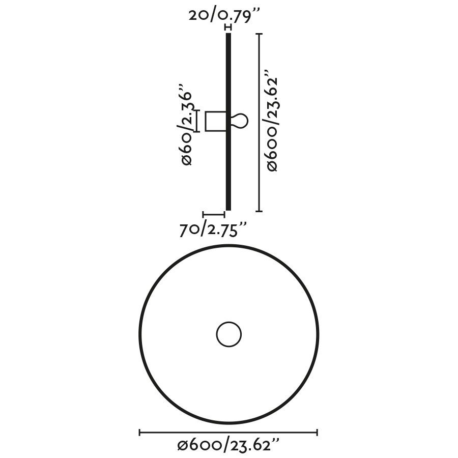 Настенный/потолочный светильник Costas 600 H70 черный/из ротанга Faro