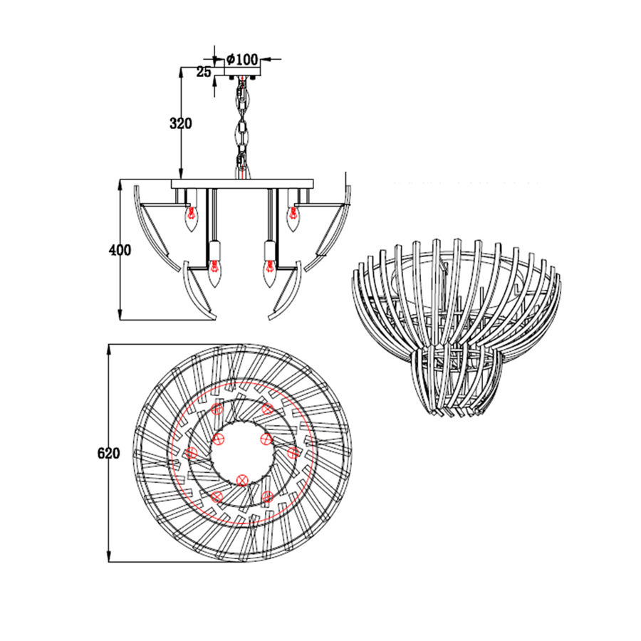 Люстра  Delight Collection Calligo 600 gold/amber