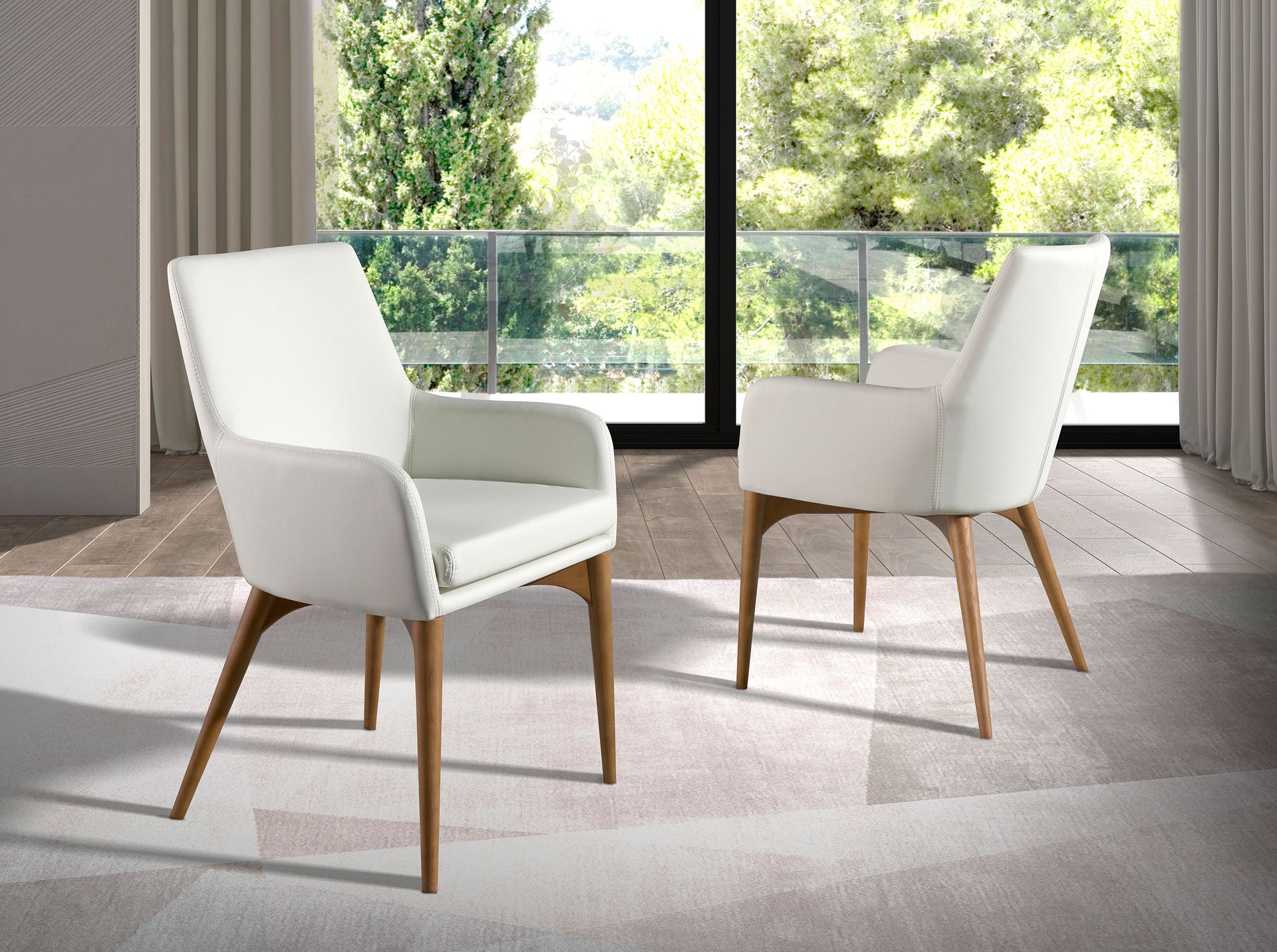 Белый стул из экокожи модель 4006 Angel Cerda