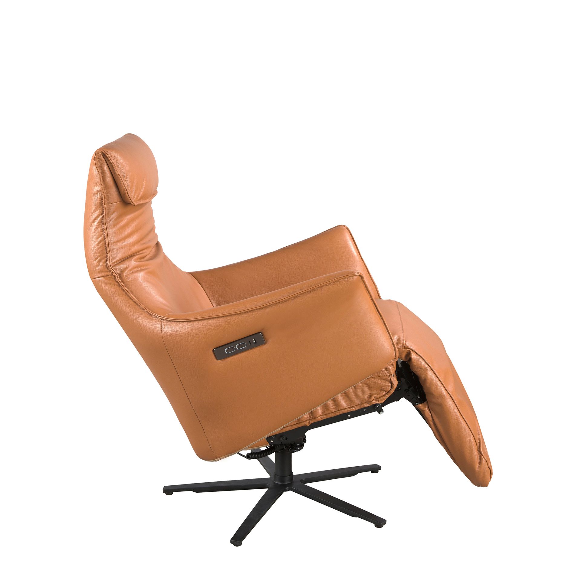 Вращающееся кресло из коричневой кожи модель 5137 Angel Cerda