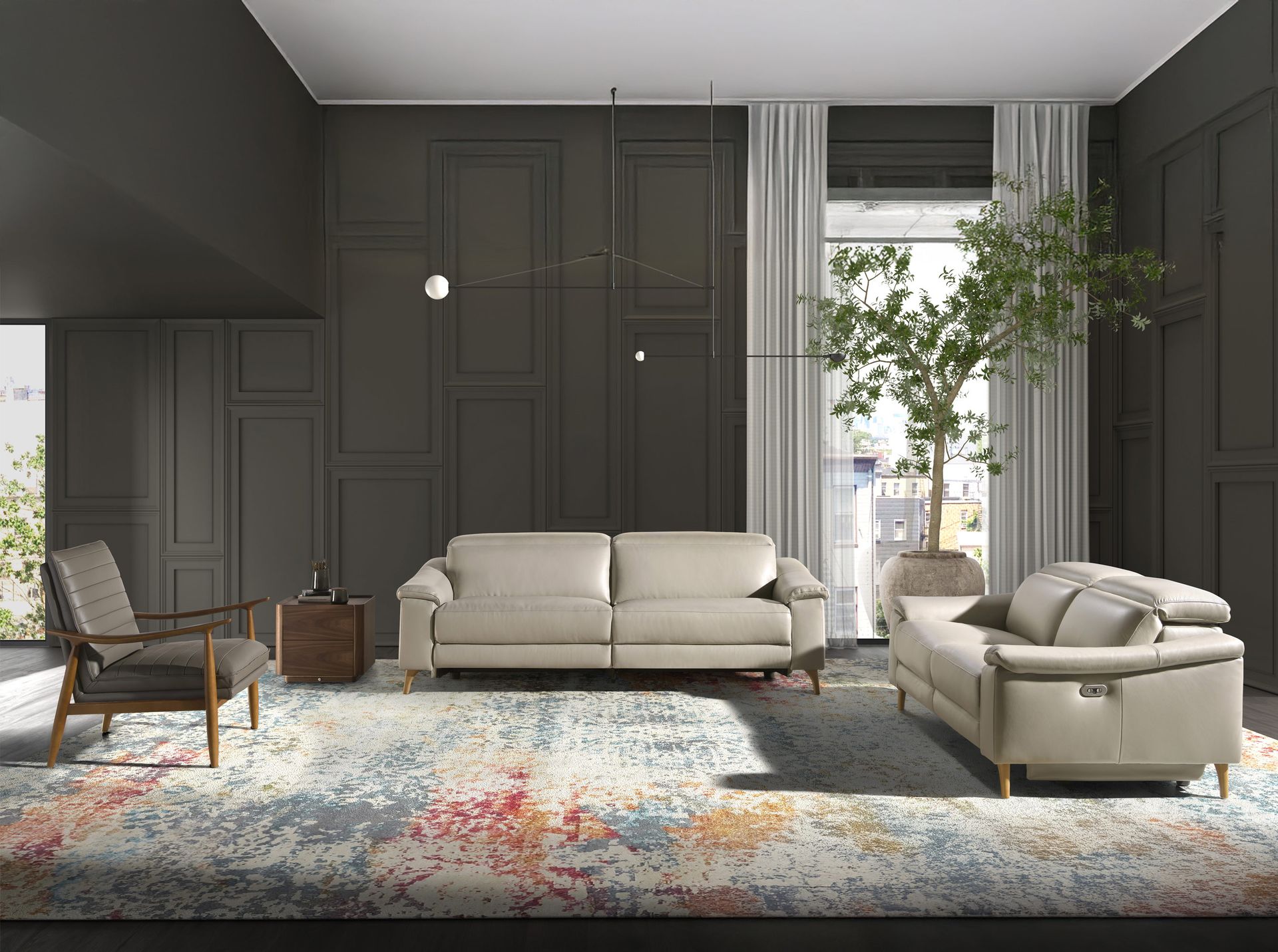 Кресло 5130/KFA1100-T541029 из серой кожи Angel Cerda