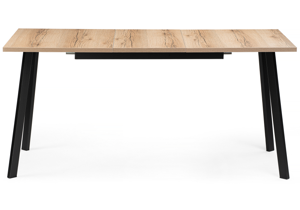 Стол деревянный Woodville Колон Лофт 120(160)х75х75 25 мм дуб делано светлый / матовый черный 489607