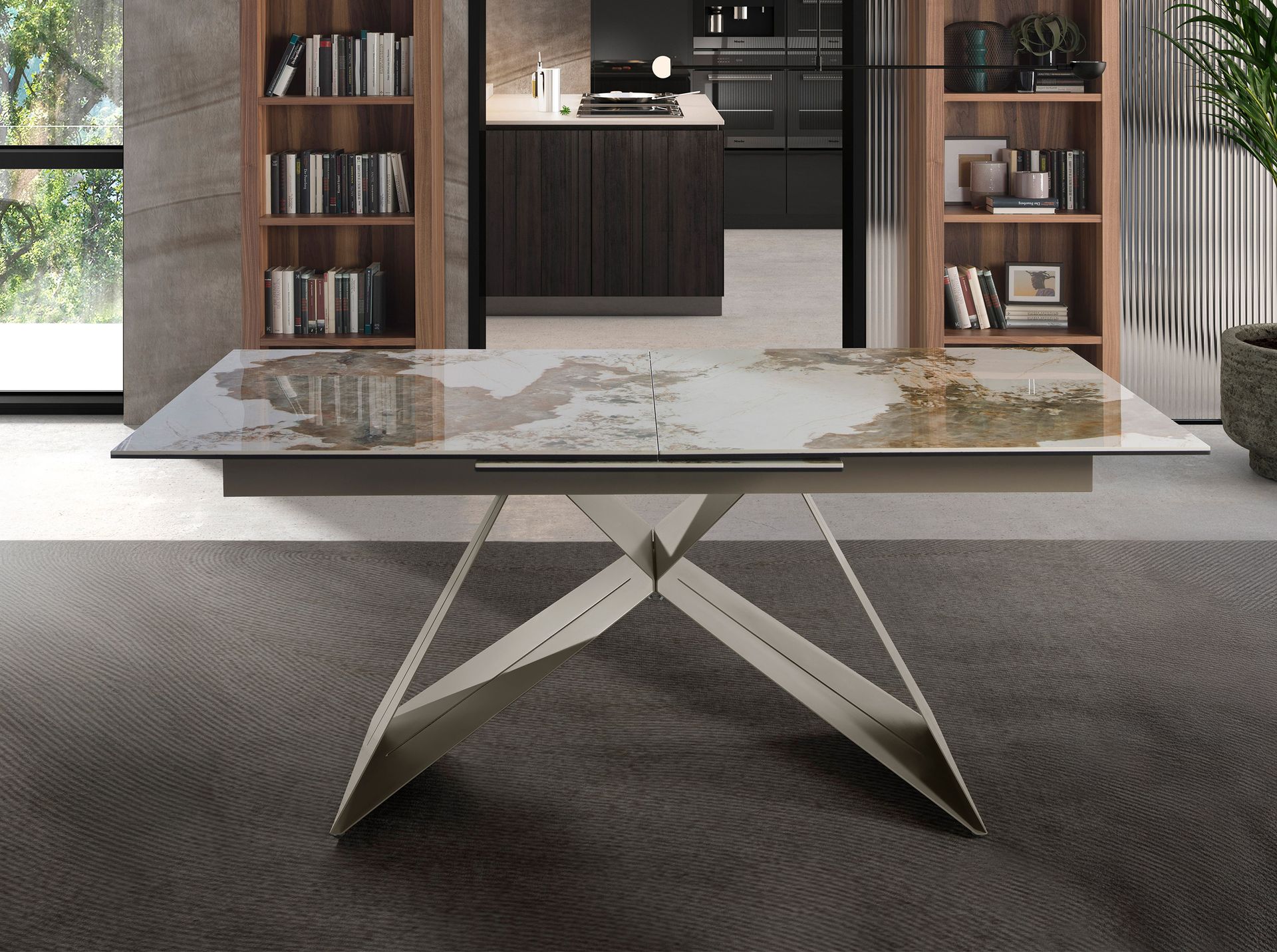 Раздвижной обеденный стол 1114/MC2207DT из мраморной керамики Angel Cerda