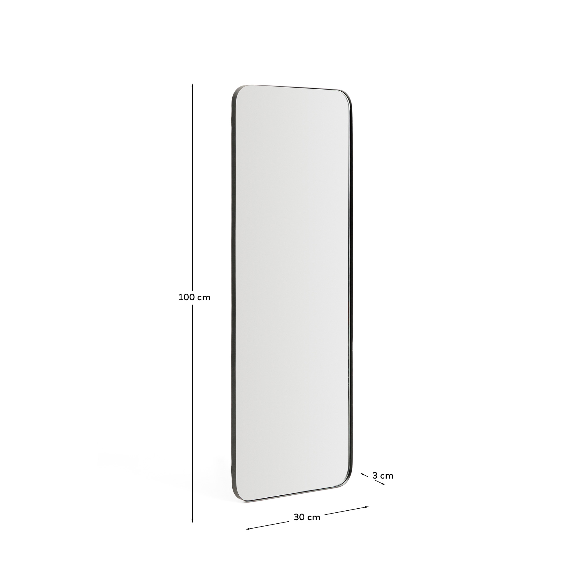 Черное металлическое зеркало Marco 30 x 100 см La Forma (ex Julia Grup)