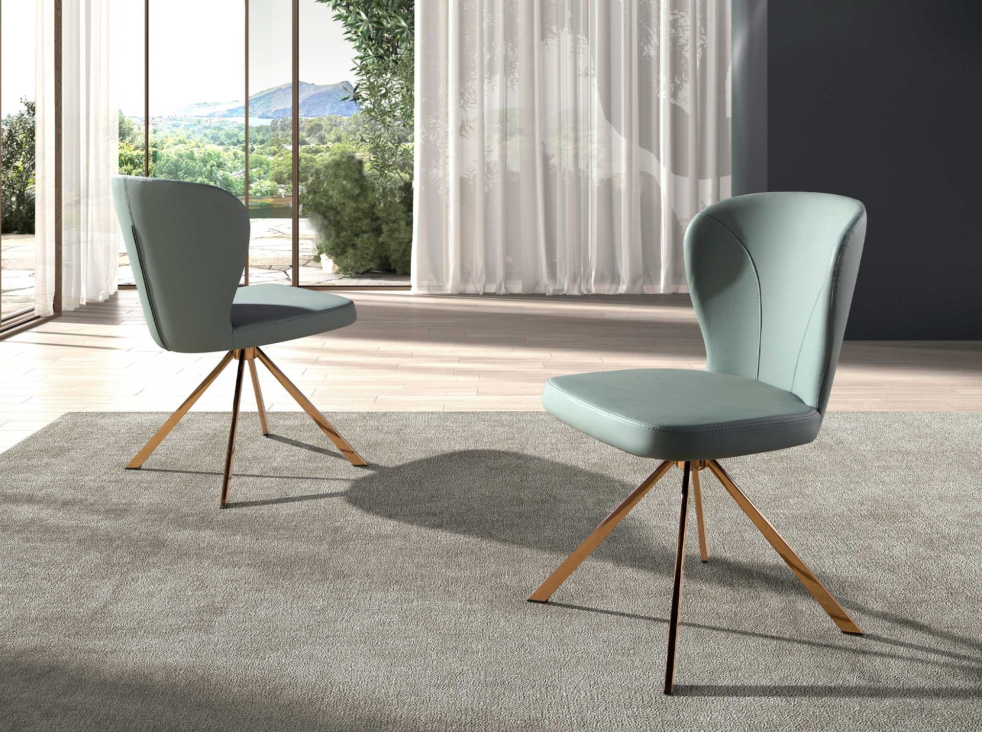 Вращающийся стул 4183 из светло-зеленой экокожи Angel Cerda