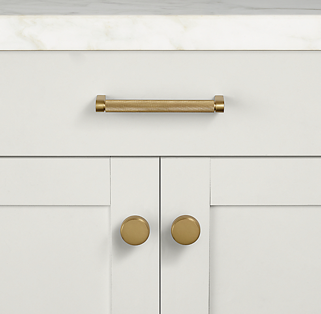 Ручка-кнопка Restoration Hardware Lambeth Knurled d.3.2 Lac.Burnished Brass