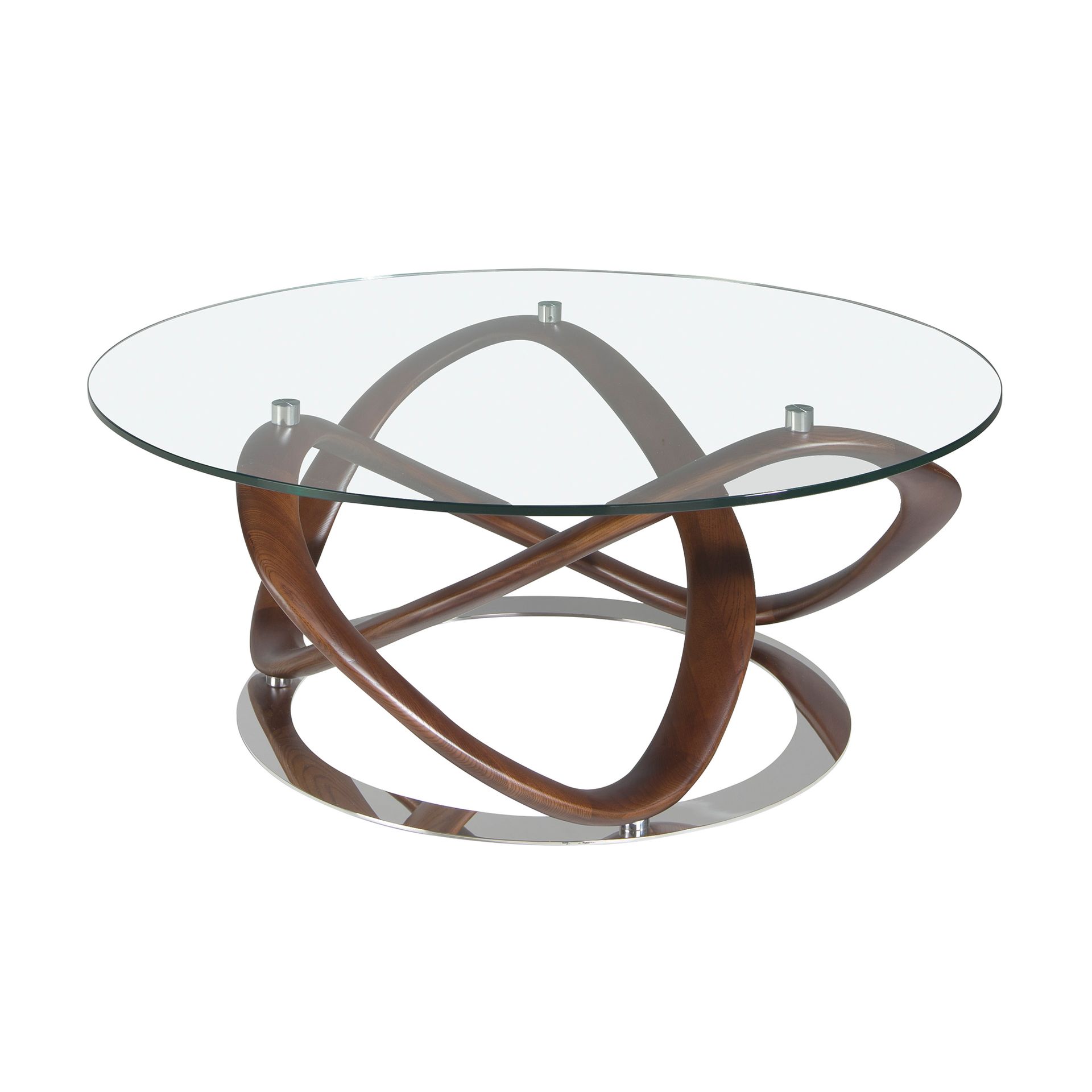 Круглый журнальный столик из стекла и массива ореха CT20050 /2064 Angel Cerda
