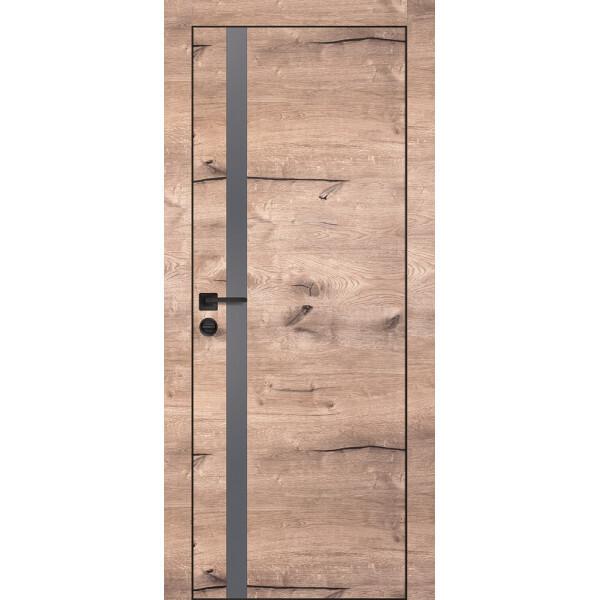 Межкомнатная дверь Graf PX-8 черная кромка с 4-х ст. Серый мателак Дуб пацифик (1900 х 550)