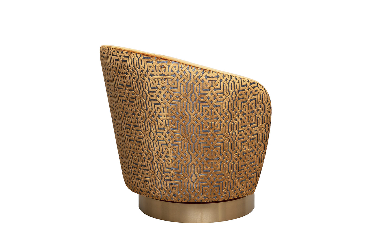 Кресло Napoli вращающееся вельветовое с принтом оранжевое Garda Decor Napoli-Velv-ORANG+ Lattice ORANG