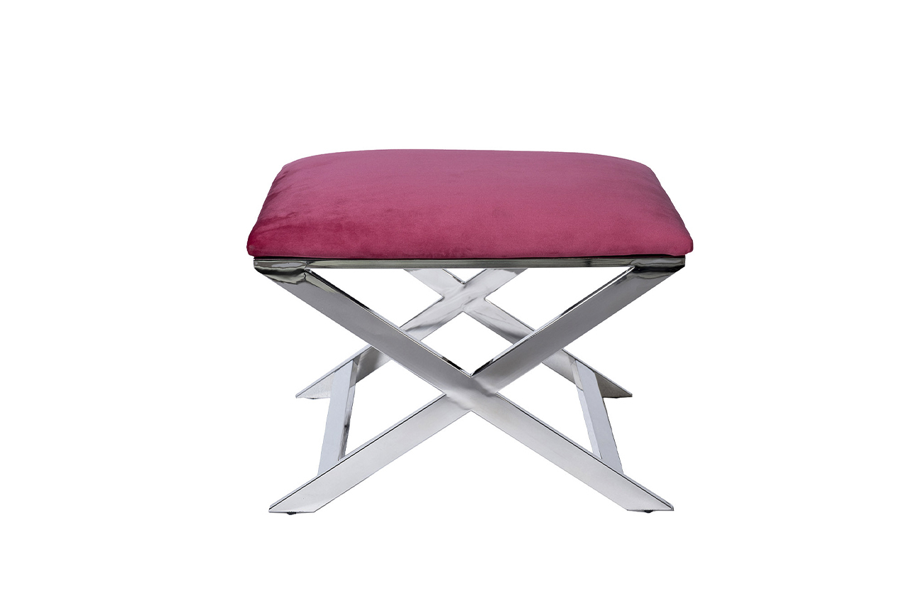 Пуф велюровый темно-розовый/хром Garda Decor 47ED-BEN012-DP