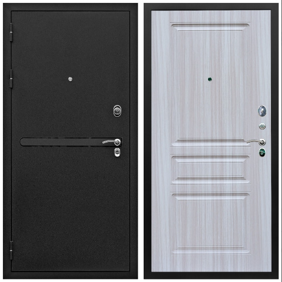 Дверь входная Graf Элит-4к Черный велюр готовая / МДФ 16 мм ФЛ-243 Сандал белый