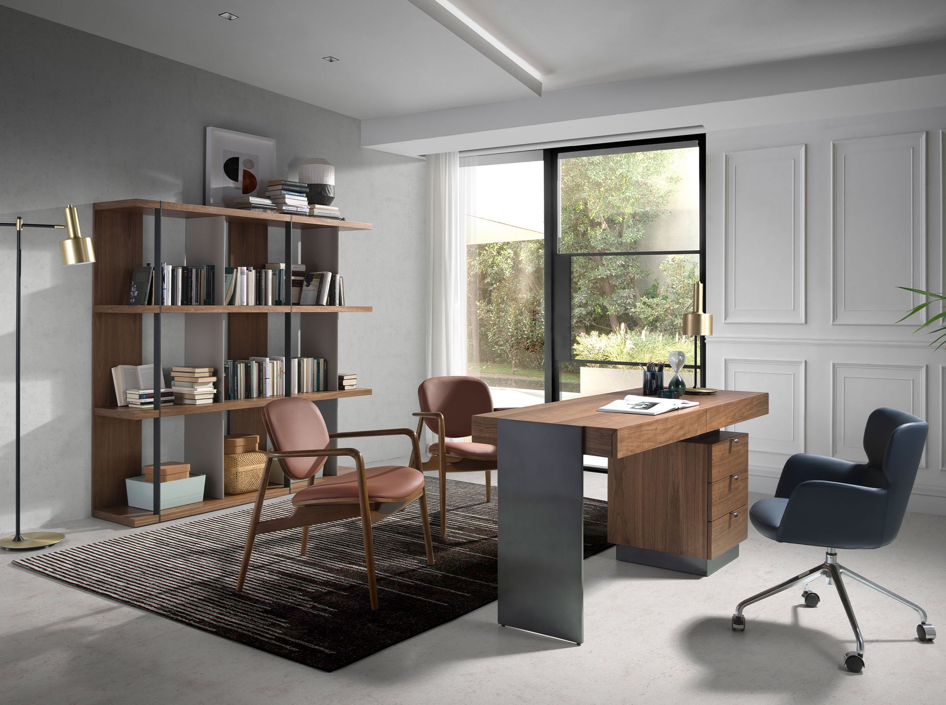 Стеллаж 3236/MQ2101SF из ореха с лакированными боковинами Angel Cerda