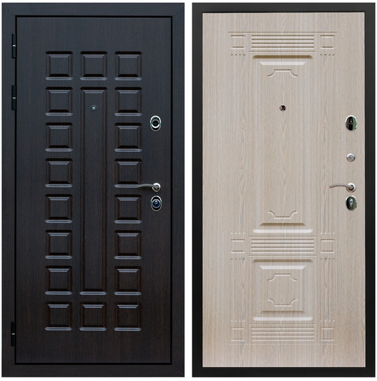 Дверь входная Graf Люксор 3К Шагрень черная / МДФ 16 мм ФЛ-2 Дуб беленый