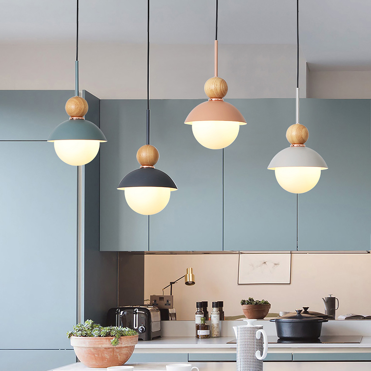 Подвесной светильник POMPON WOOD Голубой by ImperiumLoft