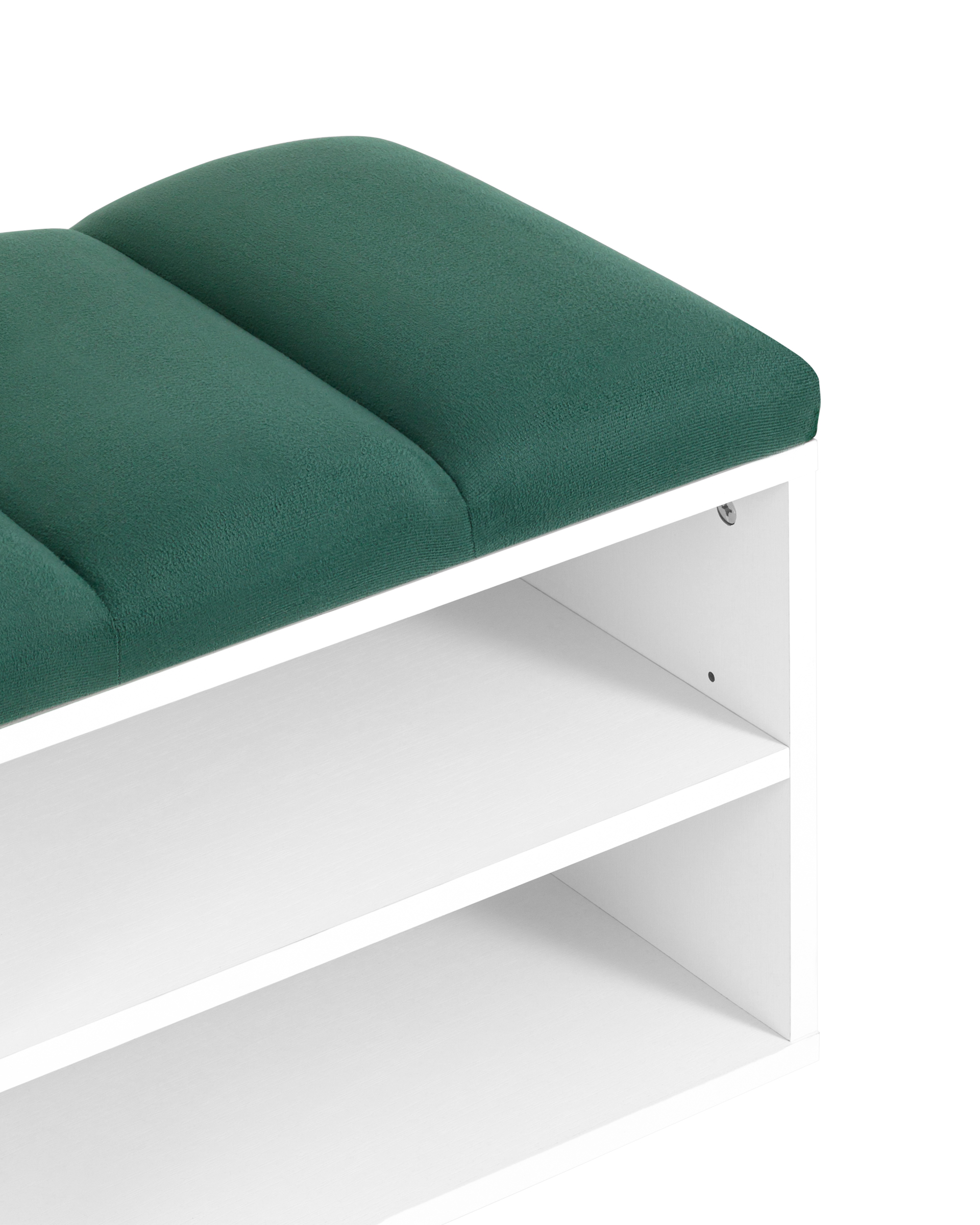 Обувница Хольст белая велюр зелёный Stool Group