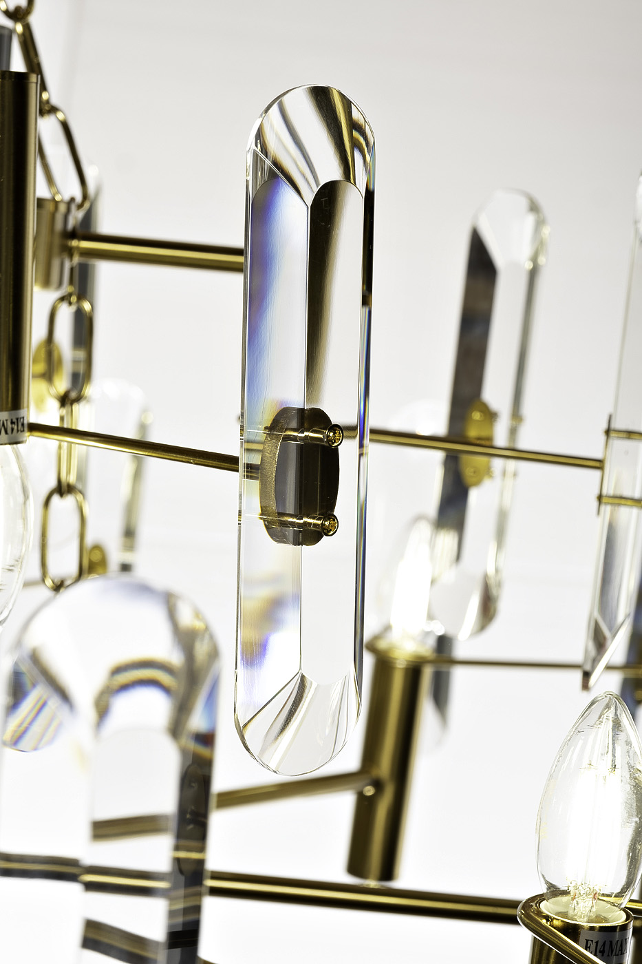 Люстра подвесная прозрачное стекло/латунь Garda Decor 92EL-YG60400-8+4P