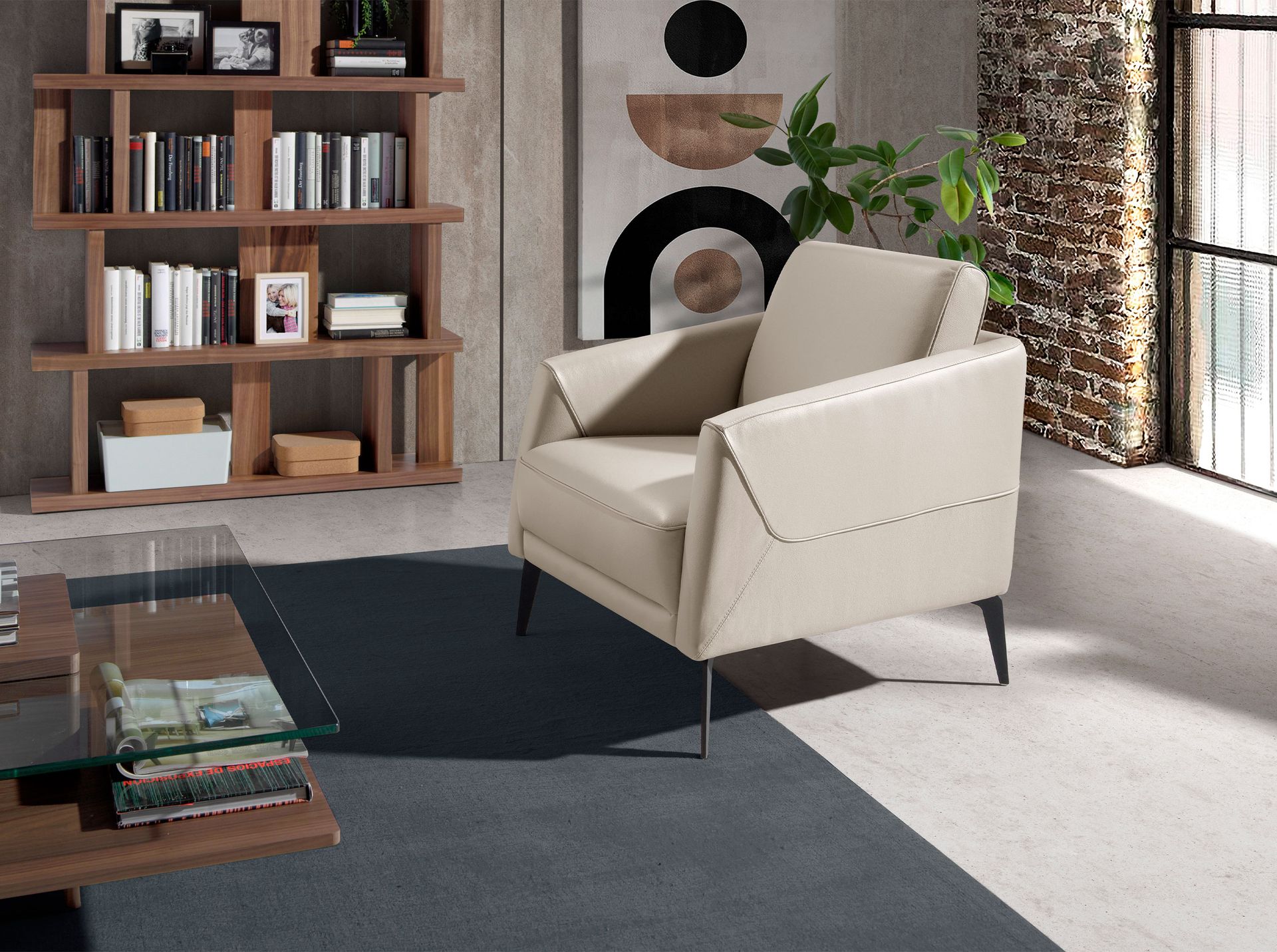 Кресло 5094/KF-A051-M5652 кожаное с черными стальными ножками Angel Cerda