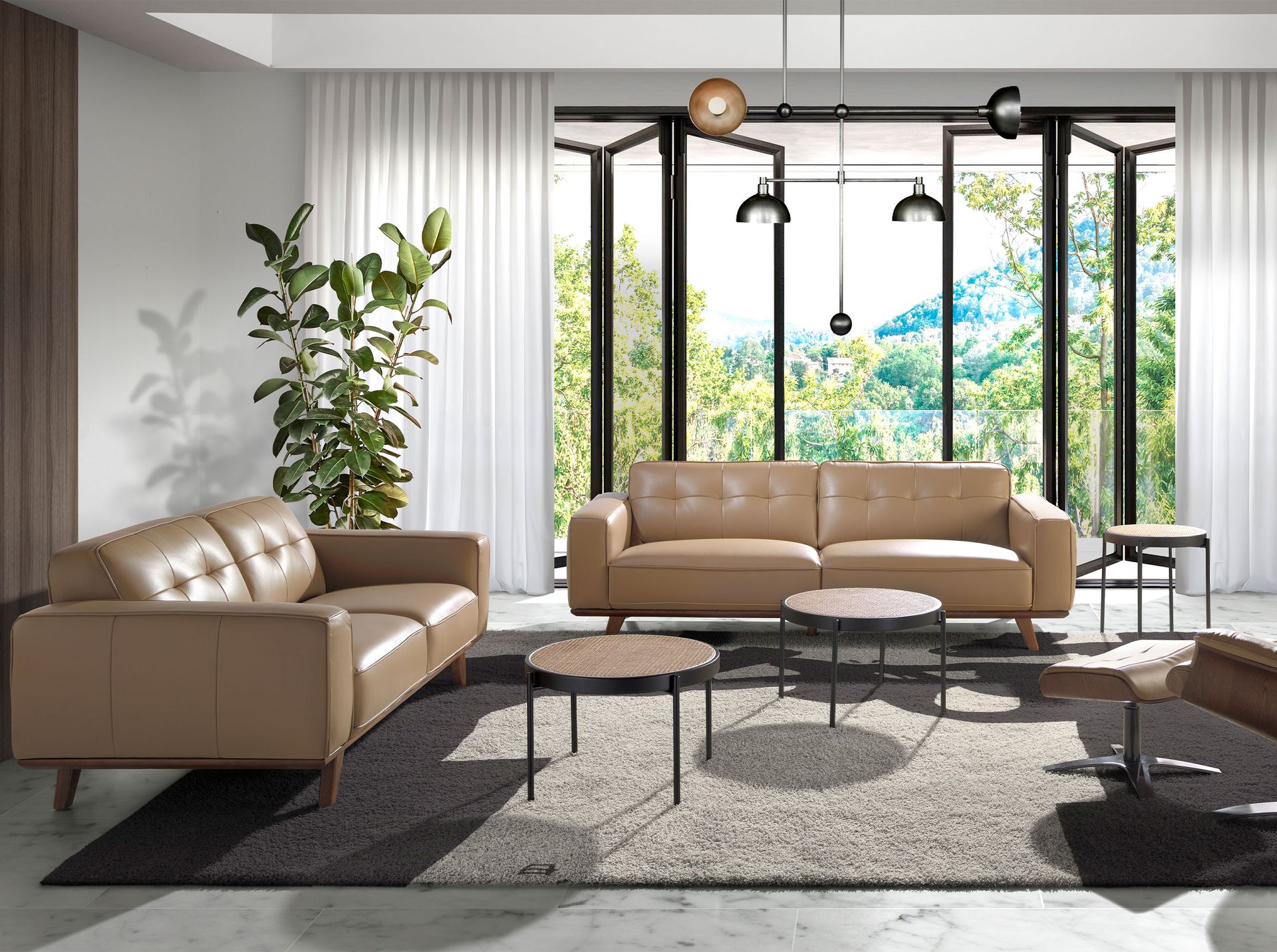 Диван 3-х местный 6120/5606-3P-M5668 с обивкой из стеганой кожи Angel Cerda