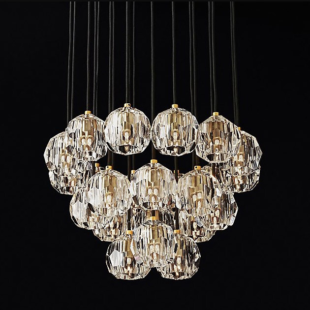 Подвесной светильник Restoration Hardware Boule De Cristal Round Cluster 24" Lacquered Burnished Brass