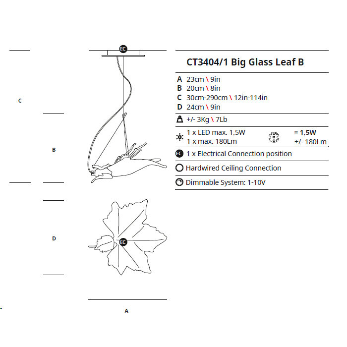 Подвесной светильник Serip CT 3404/1 FO/10