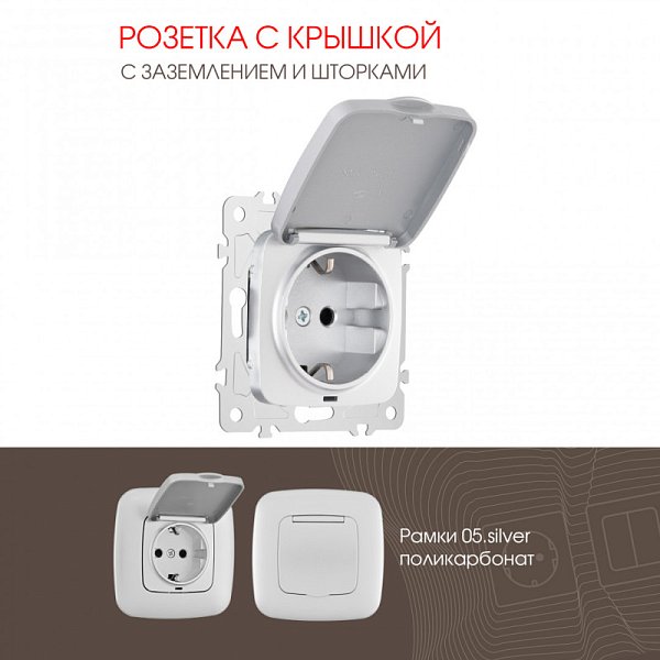 Розетка Arte Milano 205.41-1.silver
