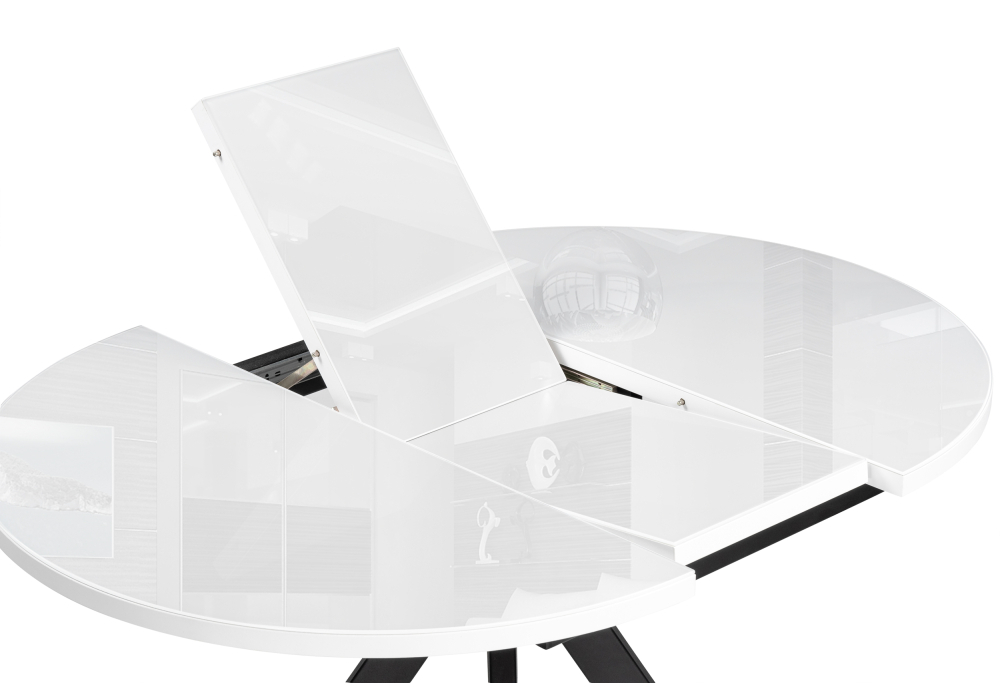 Стол стеклянный Woodville Ален 90(120)х90х77 белый / черный 516556