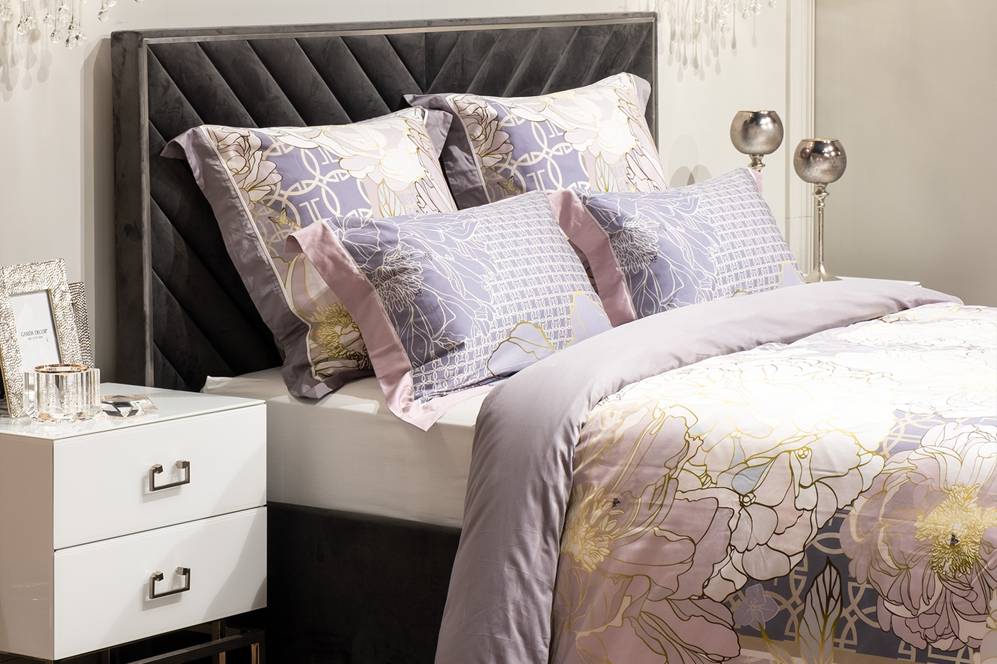 Пододеяльник Пионы серый Garda Decor 130HB-00022