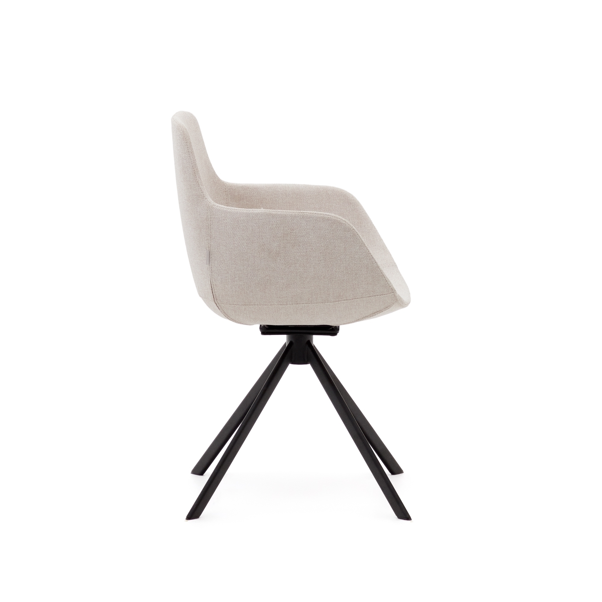 Поворотное рабочее кресло Tissiana из бежевой синели и матового черного алюминия La Forma (ex Julia Grup)