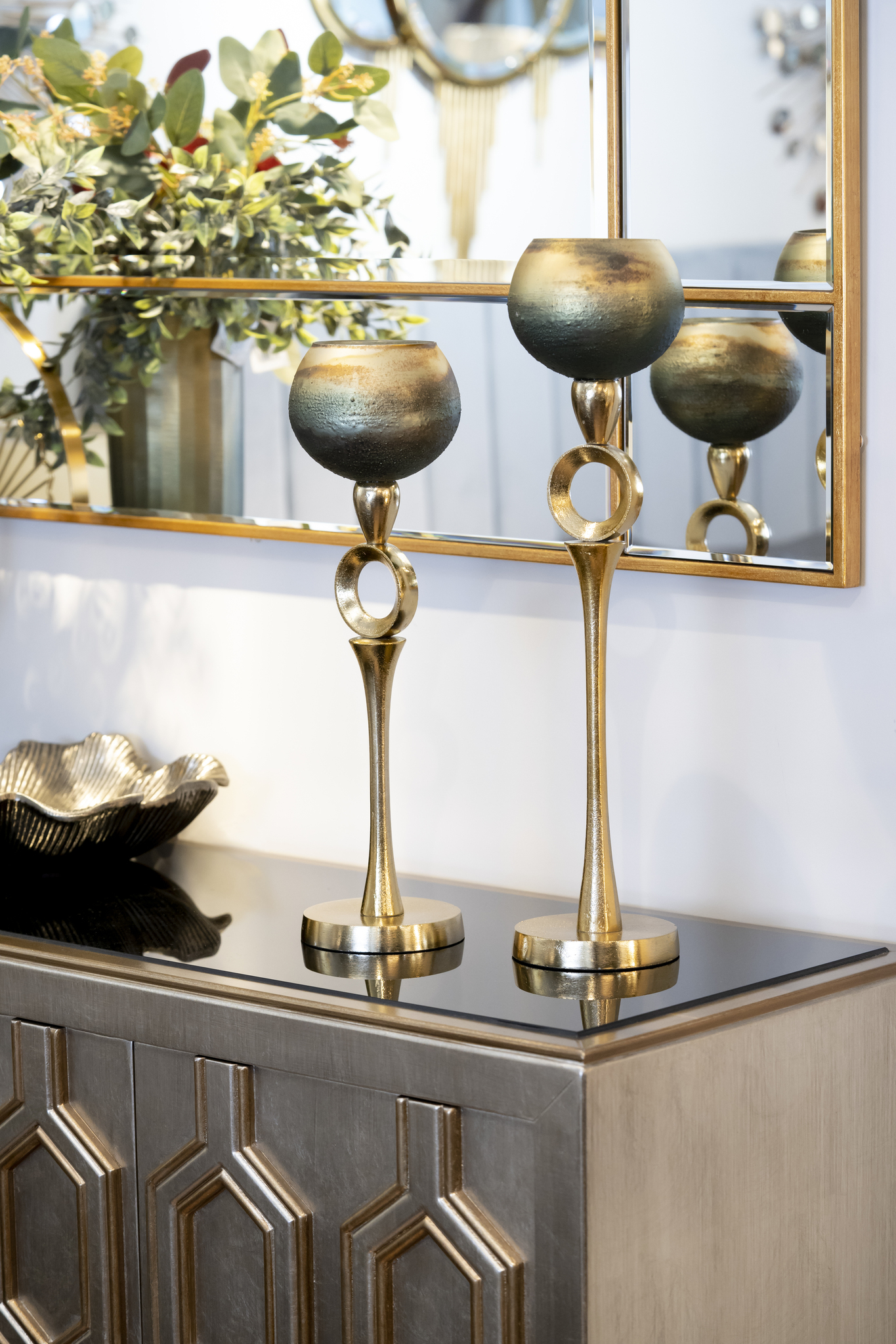 Подсвечник золотисто-зеленый Garda Decor 71PN-3183