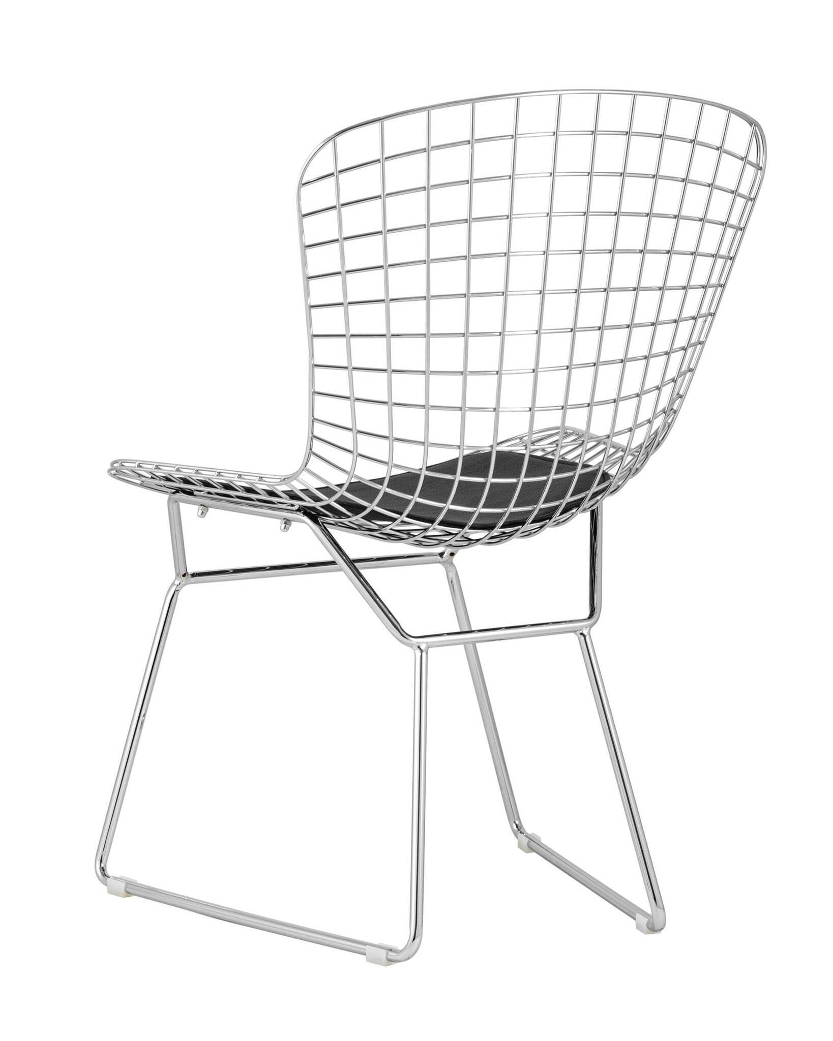 Стул обеденный Bertoia хромированный с черной подушкой Stool Group