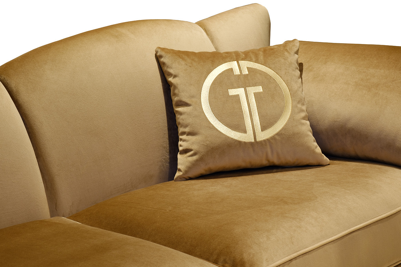 Диван Siena трехместный велюровый золотой Garda Decor SIENA-3K-ЗОЛ-PAD14