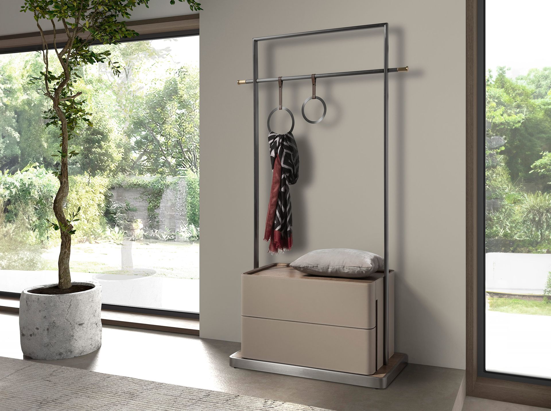 Вешалка для одежды 3282 из кожи, ореха и нержавеющей стали Angel Cerda