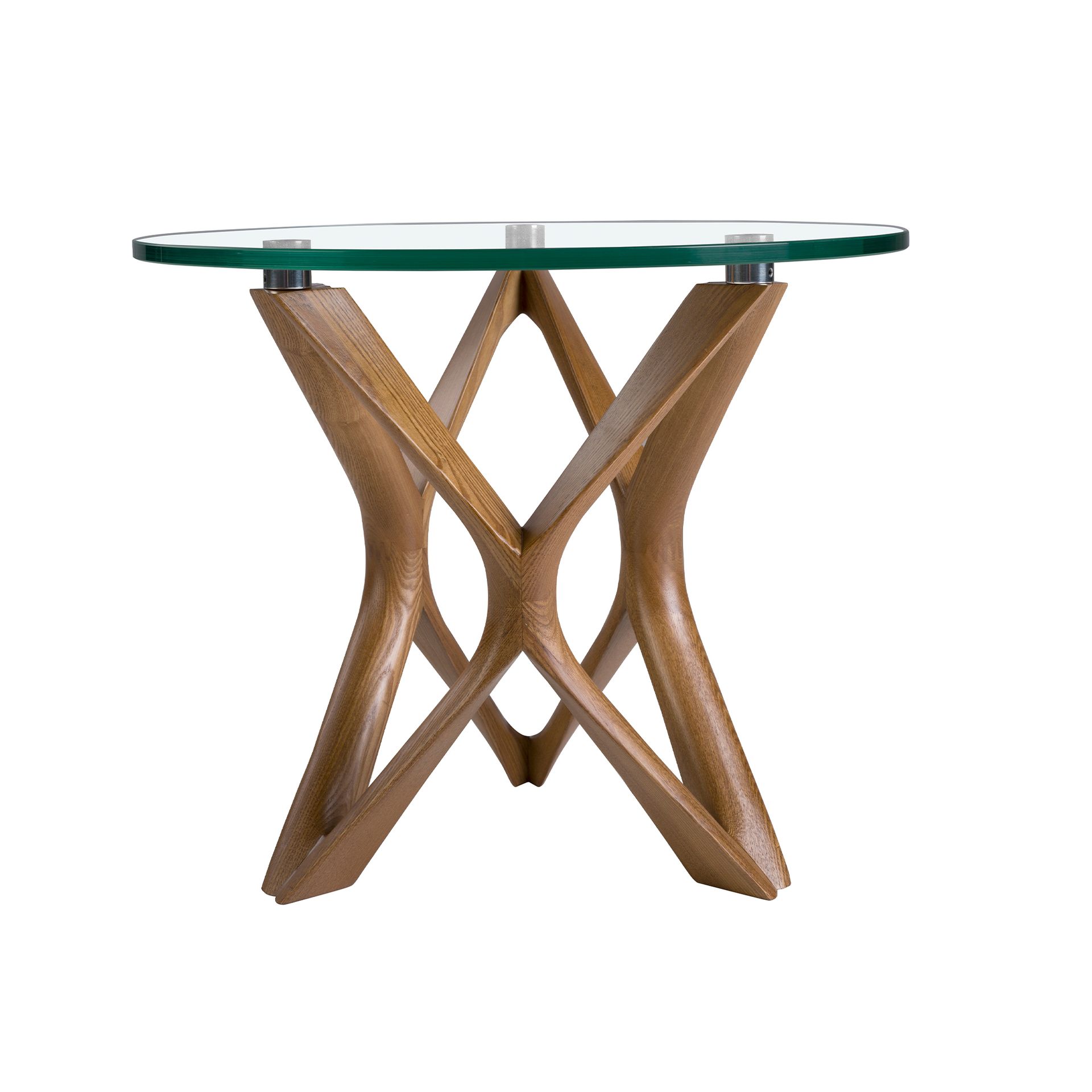 Круглый приставной столик 2127/LT17192 из закаленного стекла и ореха Angel Cerda