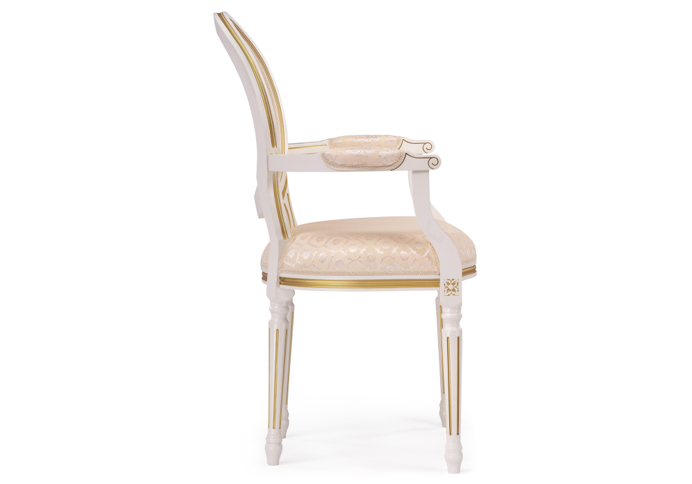 Стул деревянный Woodville Данте молочный с золотой патиной 406095