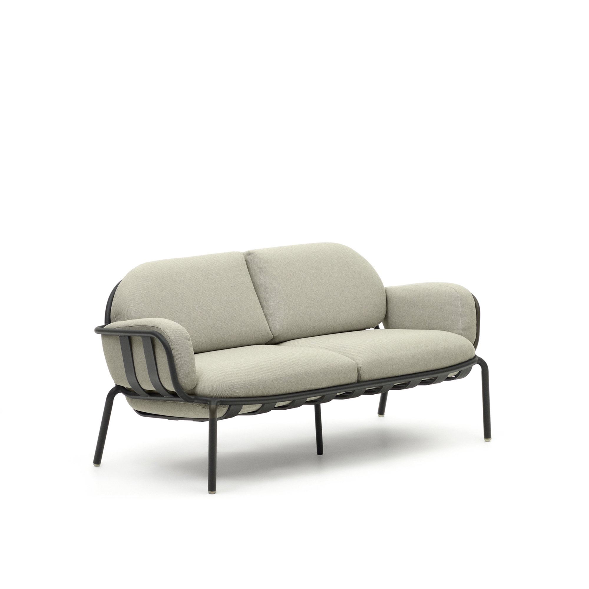 Уличный 2-местный диван Joncols с бежевой обивкой и серым алюминием 164 см La Forma (ex Julia Grup)