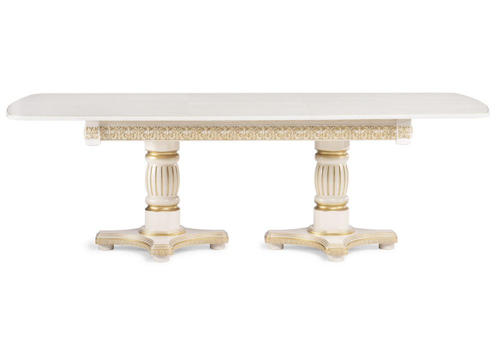 Стол деревянный Woodville Морнит 180(240)х100 слоновая кость / золото 515969