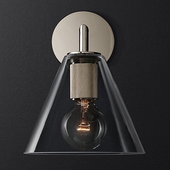 Бра RH Utilitaire Funnel Shade Single Sconce Silver by ImperiumLoft