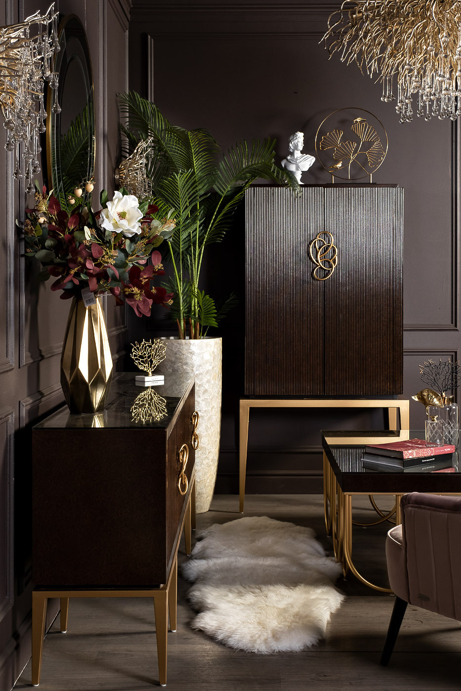 Комод высокий темно-вишневый Garda Decor ART-2706-S