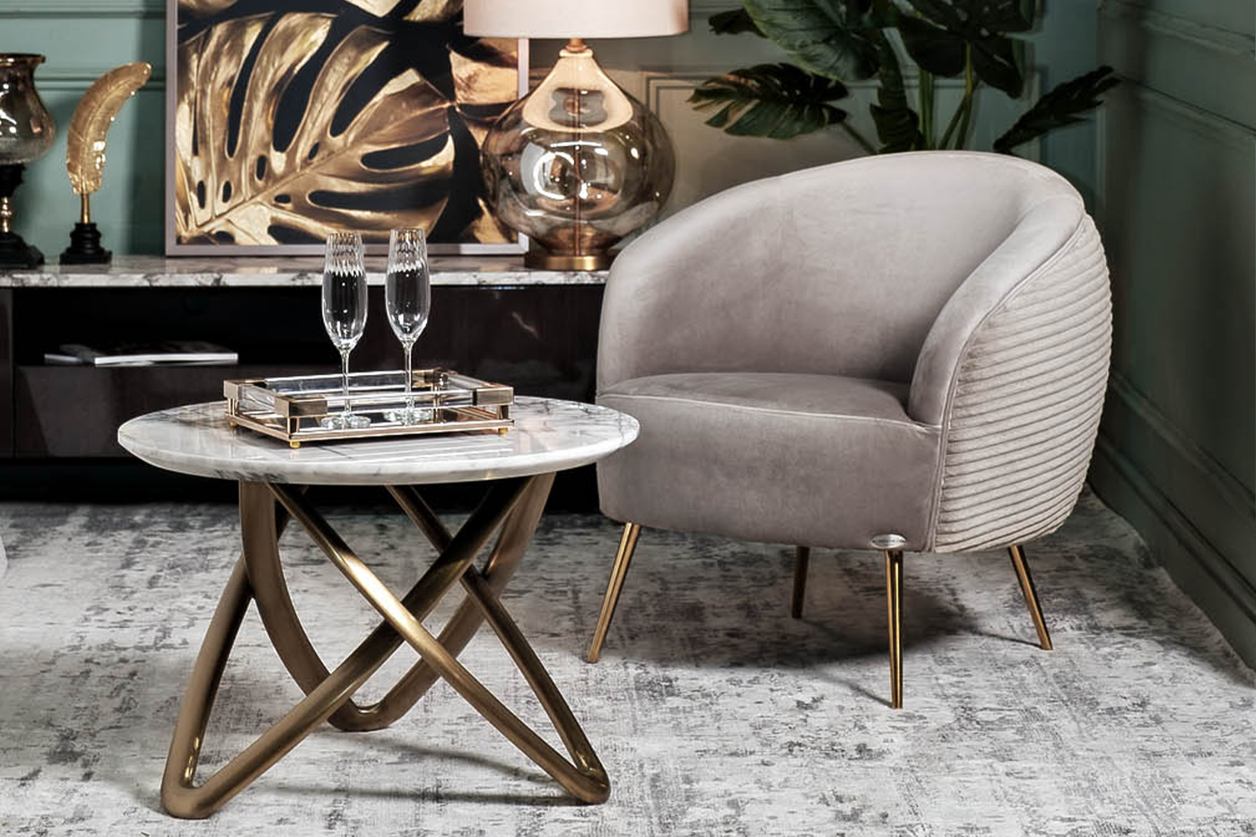 Стол журнальный мраморный серый Garda Decor 57EL-STOL/ZH-790B