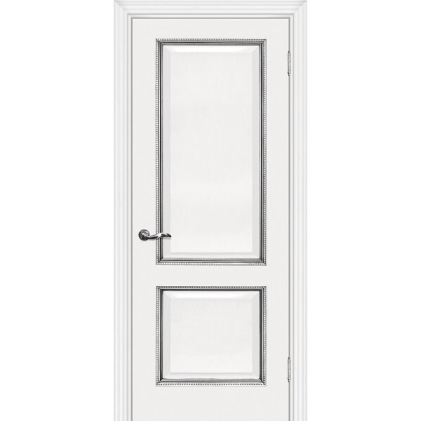 Межкомнатная дверь Graf Мурано-1 белый, патина серебро (1900 х 550)