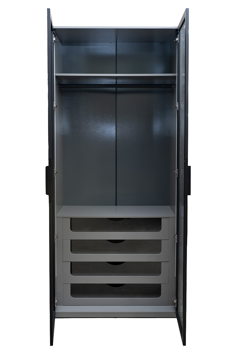 Шкаф Alto двухдверный с выдвижными ящиками цвет серый кобальт Garda Decor GD-10012-6-2(риф) Шкаф Alto двухдверный с выдвижными ящиками цвет серый кобальт Garda Decor GD-10012-6-2(риф)