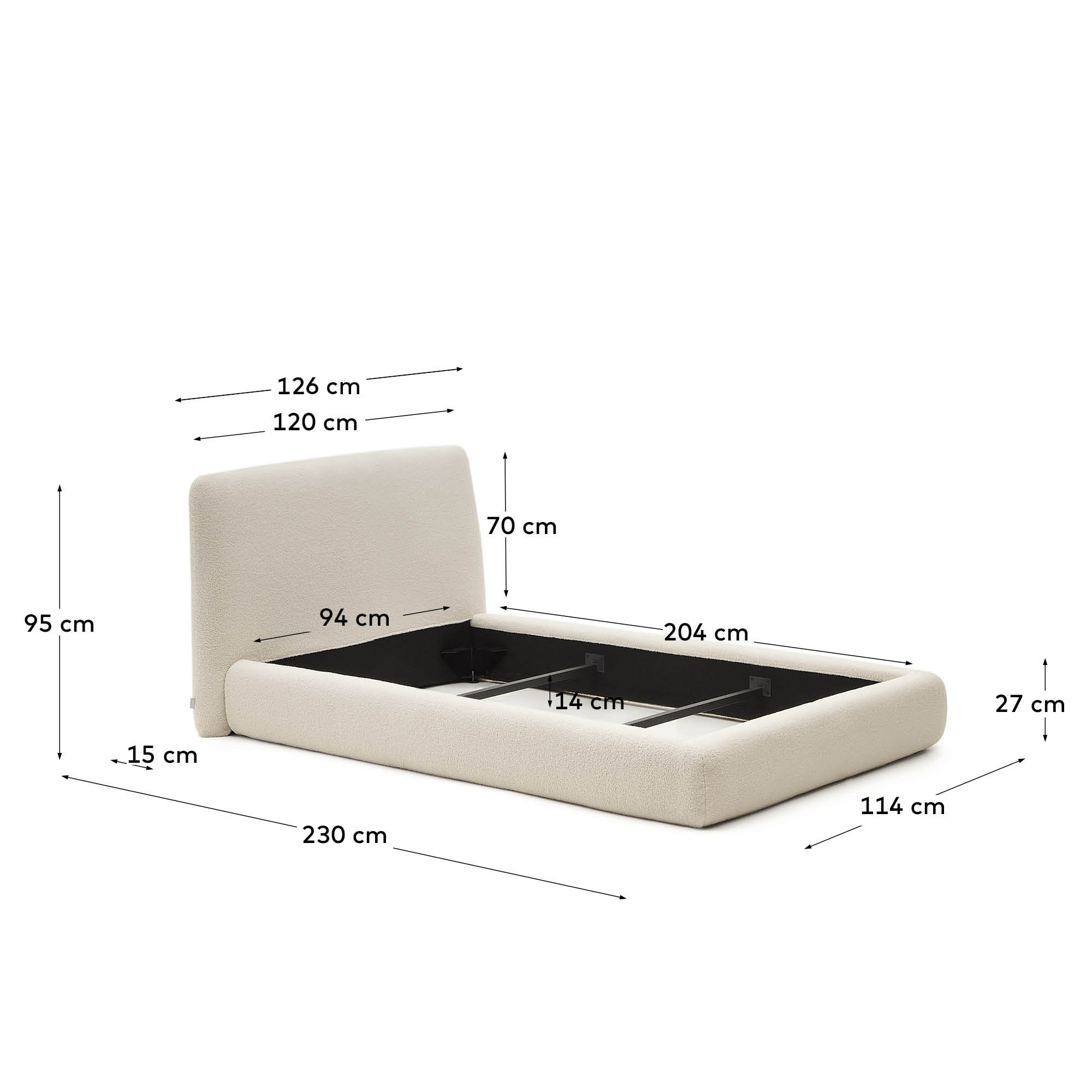 Кровать Martina со съемным чехлом из ткани букле для матраса 90 х 200 см La Forma (ex Julia Grup)