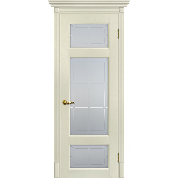 Межкомнатная дверь Graf Тоскана-3 Сатинат с художественным рисунком решетка Ваниль (2000 х 700)