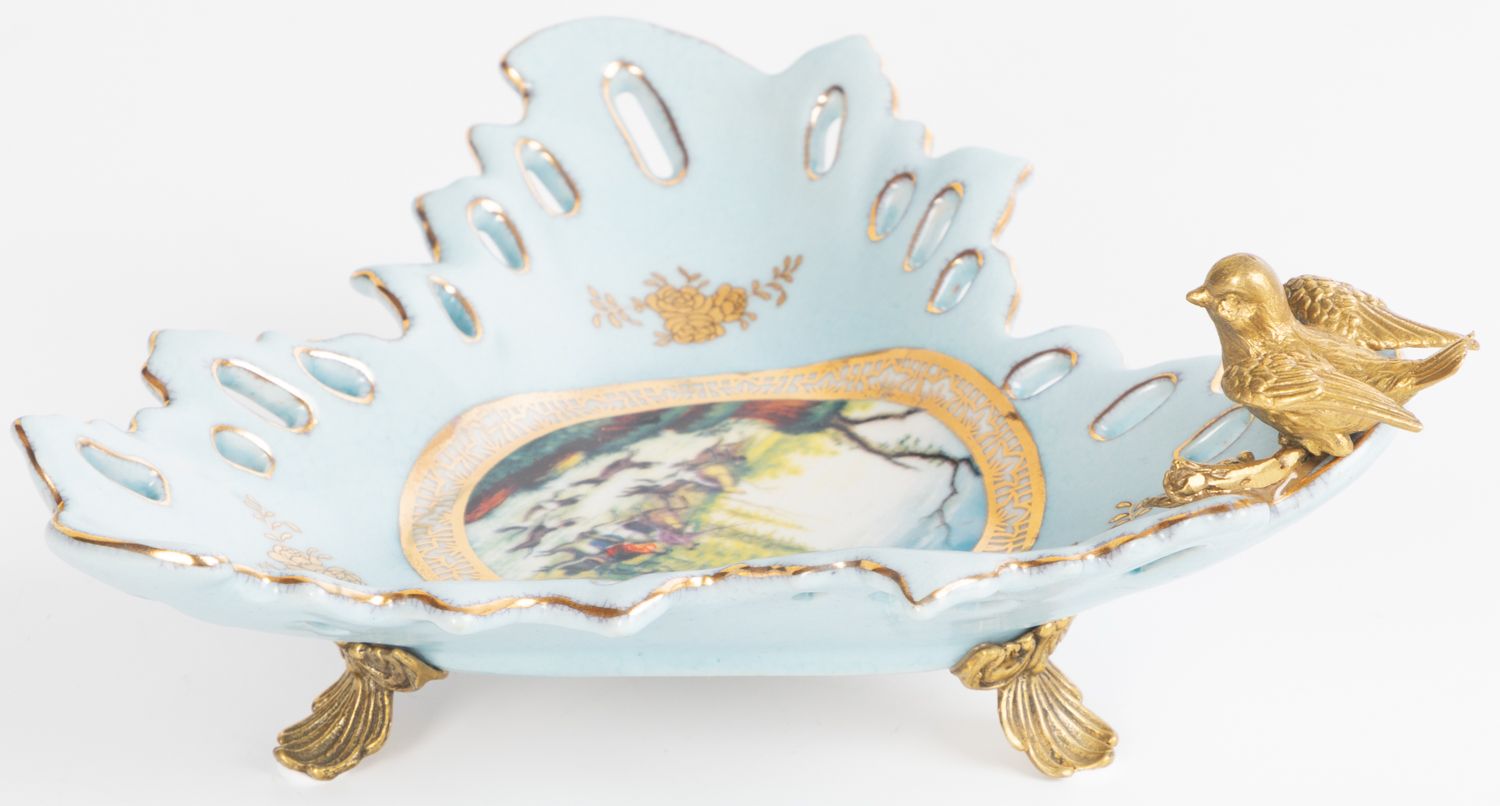 Блюдо с птичкой Glasar C805HC/HLB0725