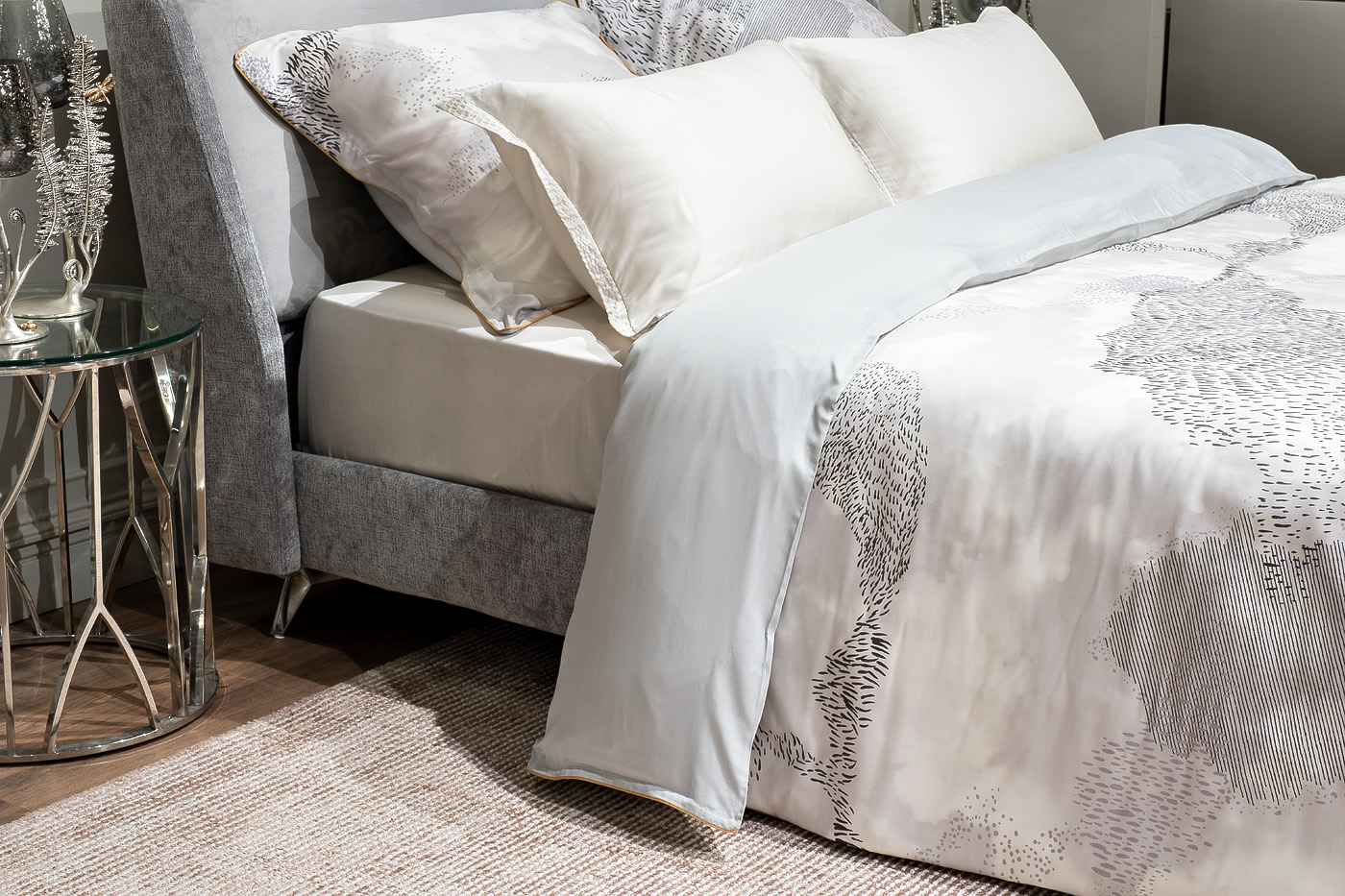 Пододеяльник Нувола 145х210см серый с принтом Garda Decor 144HF-10302