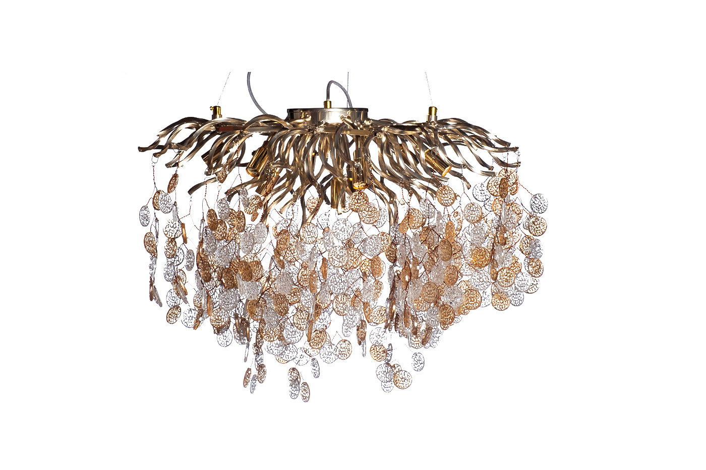 Люстра подвесная "Монетки" стекло/металл шампань Garda Decor 86-8016/600