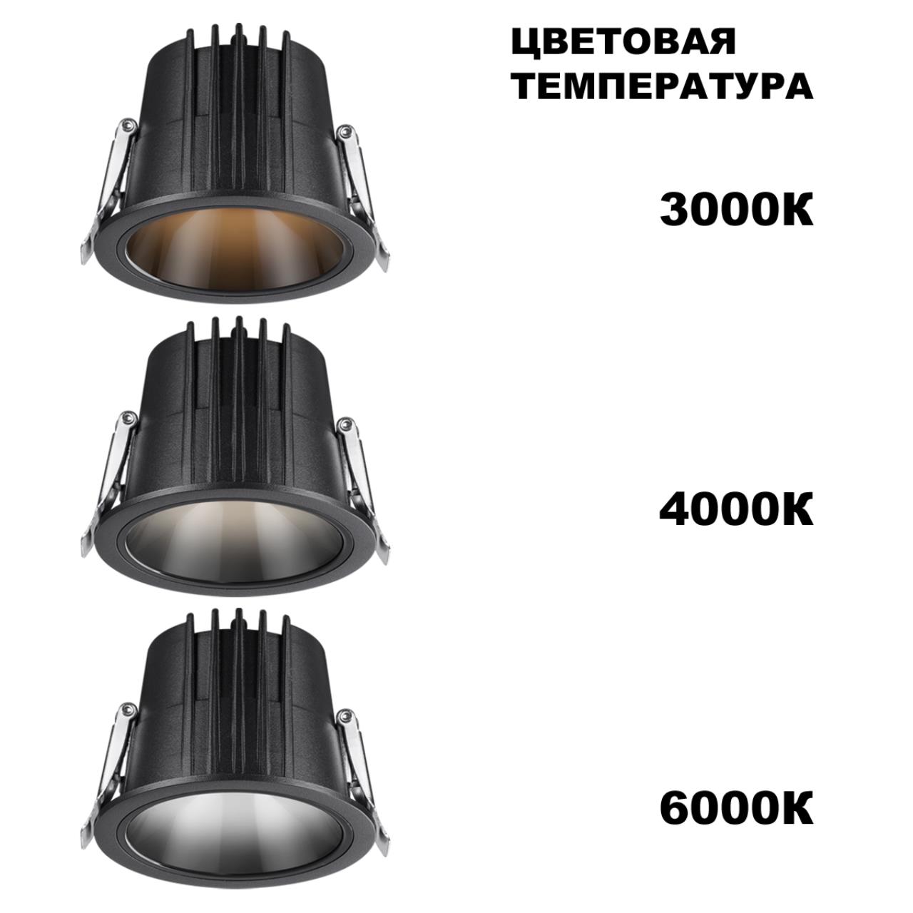 Встраиваемый светодиодный светильник с переключателем цветовой температуры Novotech 359429