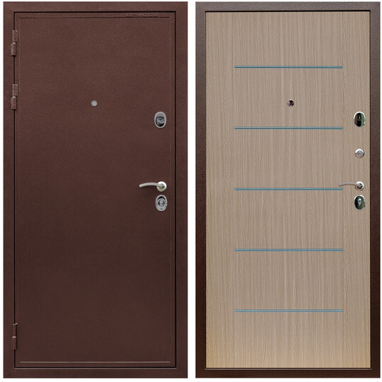 Дверь входная Graf Лондон Антик медь / МДФ 6 мм В-03 молдинг Венге светлый