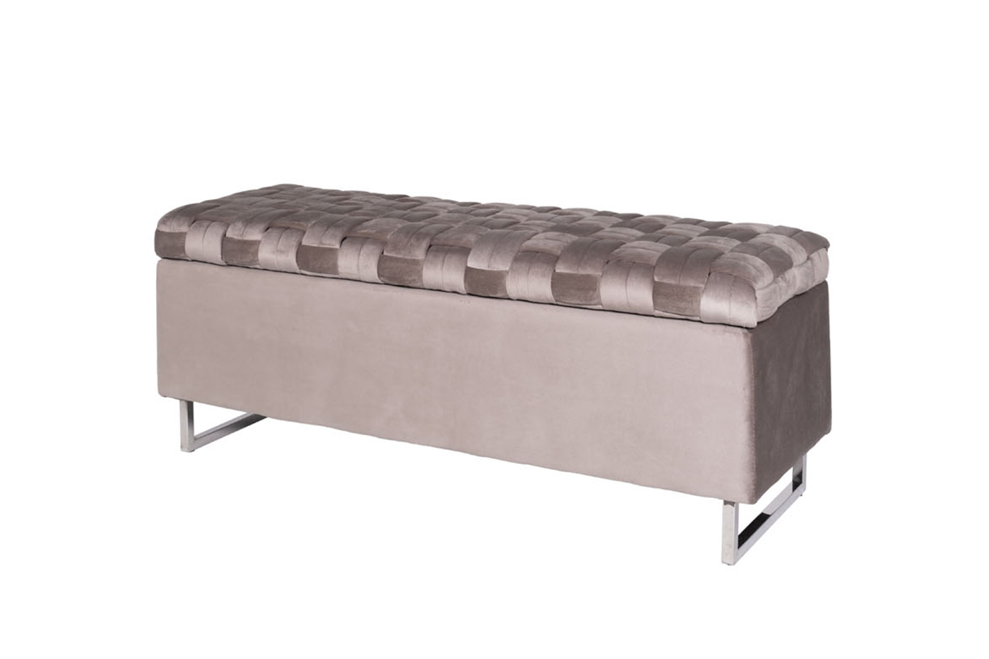 Банкетка с ящиком велюровая серо-бежевая Garda Decor N-BANK-195-S BEG